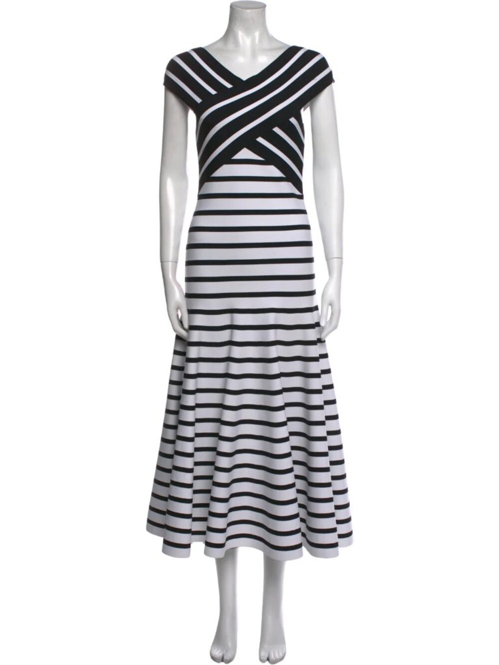 Carolina Herrera  Striped Long Dress  Black | Size: M